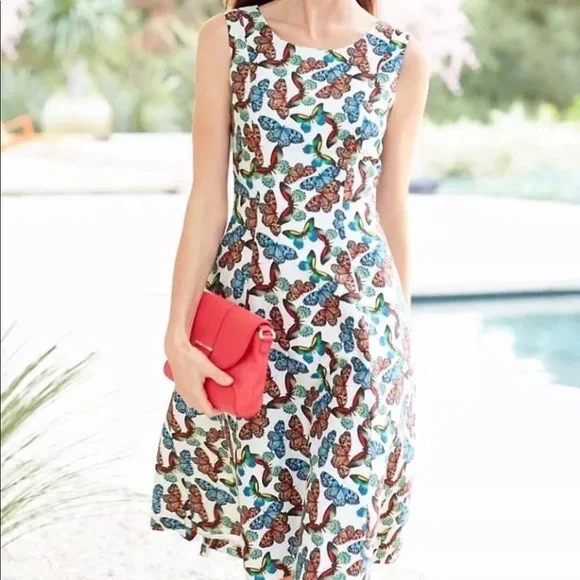 Talbots | Dresses | Talbots Butterfly Linen Aline Dress With Pockets |  Poshmark